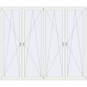 Tilt-and-Turn 2800x2400 mm KORSA ENERGY-SAVING (SYNEGO MD) RAL 9016 Traffic white two-sided