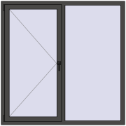 Tilt-and-Turn 1550x1550 mm KORSA BRILLANT BASALT_GREY two-sided