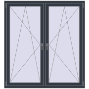 Tilt-and-Turn 1450x1570 mm KORSA STANDARD (Euro 70) ANTHRACITE_GREY_STRUKTURAL two-sided