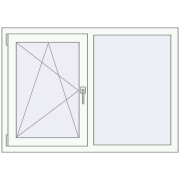 Tilt-and-Turn 1240x870 mm KORSA STANDARD (Euro 70) RAL 9016 Traffic white two-sided