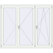 Tilt-and-Turn 1800x1500 mm KORSA ENERGY-SAVING (SYNEGO MD) RAL 9016 Traffic white two-sided