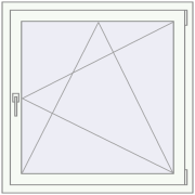 Tilt-and-Turn 1000x1000 mm KORSA STANDARD (Euro 70) RAL 9016 Traffic white two-sided