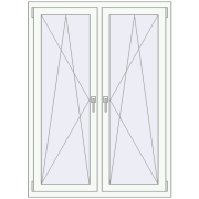 Tilt-and-Turn 1100x1500 mm KORSA STANDARD (Euro 70) RAL 9016 Traffic white two-sided