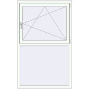 Tilt-and-Turn 1000x1600 mm KORSA STANDARD (Euro 70) RAL 9016 Traffic white two-sided