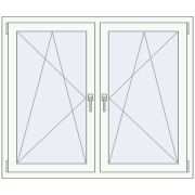 Tilt-and-Turn 1300x1100 mm KORSA STANDARD (Euro 70) RAL 9016 Traffic white two-sided