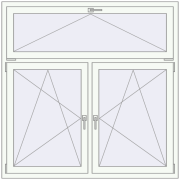 Tilt-and-Turn 1500x1500 mm KORSA STANDARD (Euro 70) RAL 9016 Traffic white two-sided