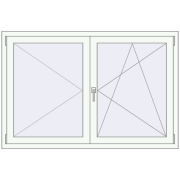 Tilt-and-Turn 1500x1000 mm KORSA ENERGY-SAVING (SYNEGO MD) RAL 9016 Traffic white two-sided