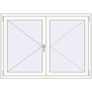 Tilt-and-Turn 1435x1028 mm KORSA ENERGY-SAVING (SYNEGO MD) RAL 9016 Traffic white two-sided