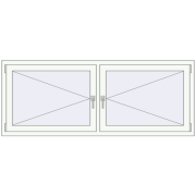 Tilt-and-Turn 1841x724 mm KORSA ENERGY-SAVING (SYNEGO MD) RAL 9016 Traffic white two-sided