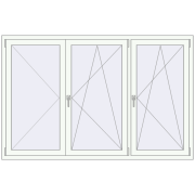 Tilt-and-Turn 1990x1290 mm KORSA BASE (Euro-Design 60) RAL 9016 Traffic white two-sided