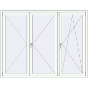 Tilt-and-Turn 1920x1500 mm KORSA ENERGY-SAVING (SYNEGO MD) RAL 9016 Traffic white two-sided