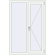 Tilt-and-Turn 1000x1500 mm KORSA BASE (Euro-Design 60) RAL 9016 Traffic white two-sided