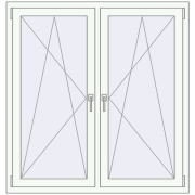 Tilt-and-Turn 1330x1330 mm KORSA BASE (Euro-Design 60) RAL 9016 Traffic white two-sided