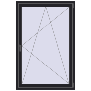 Tilt-and-Turn 1000x1500 mm KORSA BASE (Euro-Design 60) BLACK_ULTI-MATT two-sided