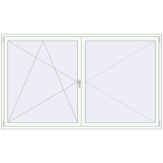 Tilt-and-Turn 2540x1500 mm KORSA ENERGY-SAVING (SYNEGO MD) RAL 9016 Traffic white two-sided