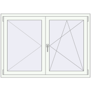 Tilt-and-Turn 1400x1000 mm KORSA ENERGY-SAVING (SYNEGO MD) RAL 9016 Traffic white two-sided