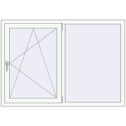 Tilt-and-Turn 1500x1050 mm KORSA BASE (Euro-Design 60) RAL 9016 Traffic white two-sided