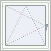 Tilt-and-Turn 1000x1000 mm KORSA STANDARD (Euro 70) RAL 9016 Traffic white two-sided